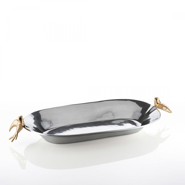 Dove Oval Bowl Lg Silver/Gold