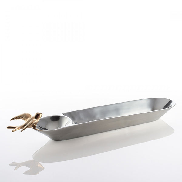 Dove Large Bread Dish Silver/Gold