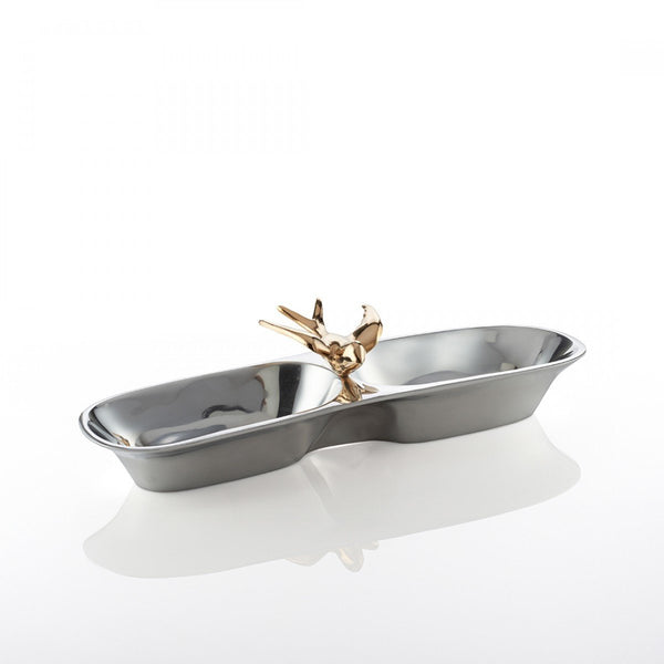 Dove Double Snack Dish Silver/Gold