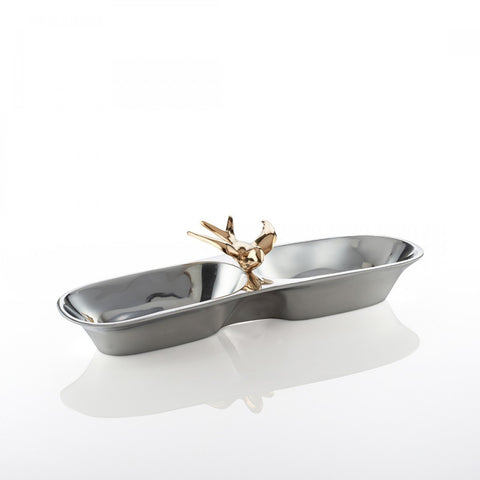Dove Double Snack Dish Silver/Gold