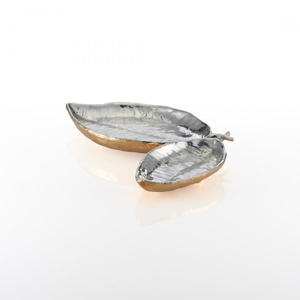 Feather Double Dish Silver/Gold