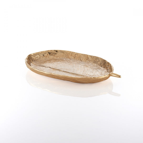Feather Wide Oval Tray Gold
