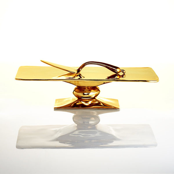 Rock Rectangle Cakestand Gold