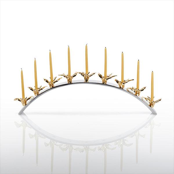dove menorah gold plate silver