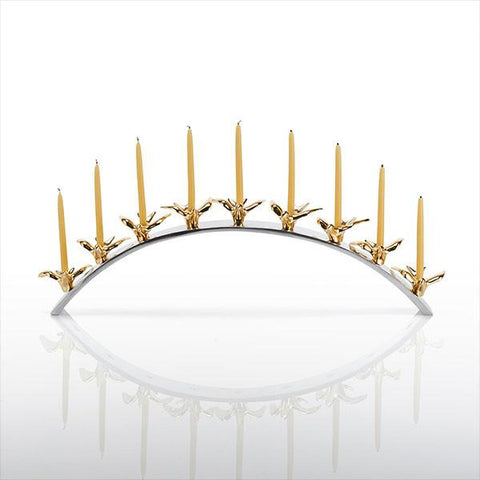 dove menorah gold plate silver