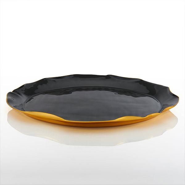 lg oval ruffled platter graphite