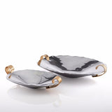 Feather Oval Handle Bowl Silver/Gold